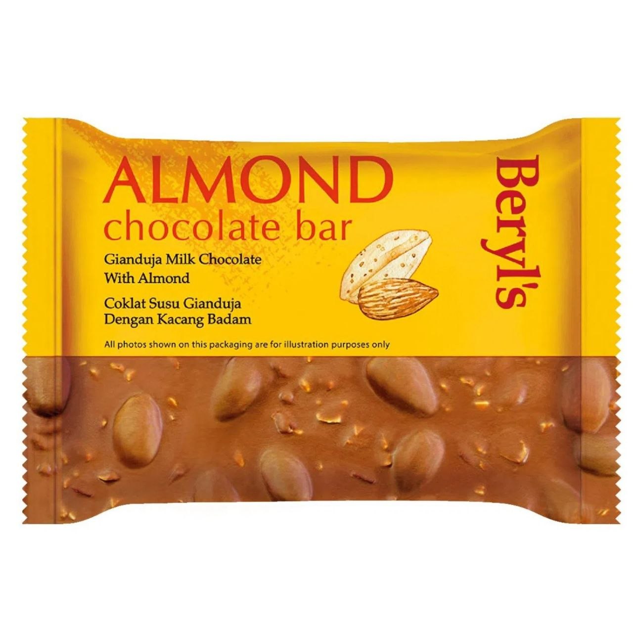 Beryl's Almond Chocolate Bar - Gianduja Milk Chocolate With Almond 100g